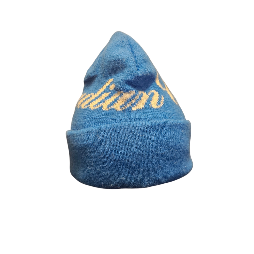 Blue Knit Beanie with White Script Design Canadian Classic Wisky - Picture 2 of 5
